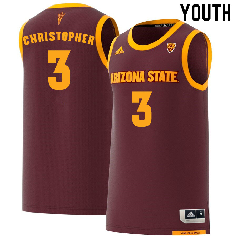 Youth #3 Caleb Christopher Arizona State Sun Devils College Basketball Jerseys Sale-Maroon